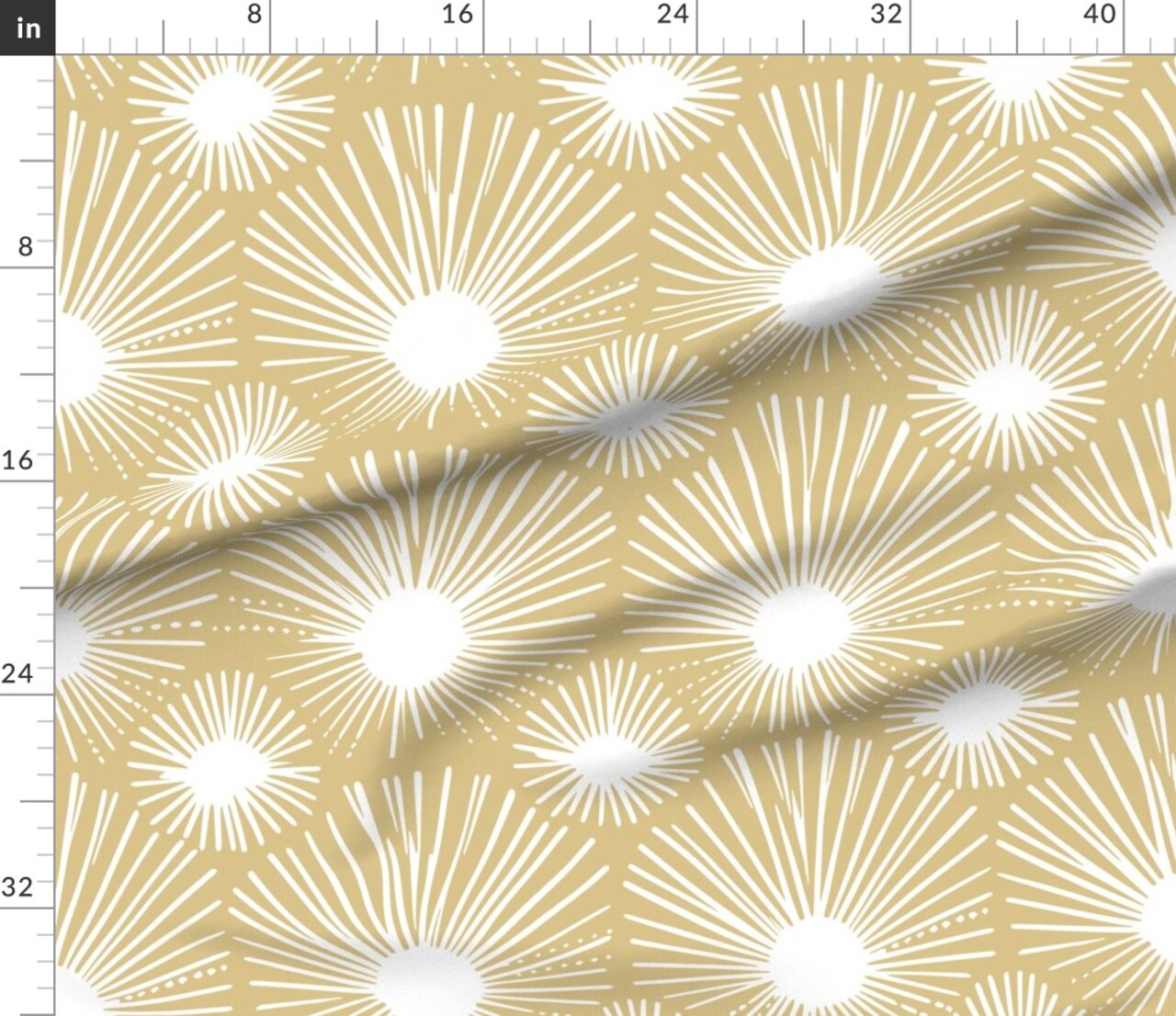 Gold Sunburst Minimal Abstract Boho Coastal Modern Lines Beach Custom Printed Fabric by Spoonflower Various Fabrics by the Yard or Fat Quarter